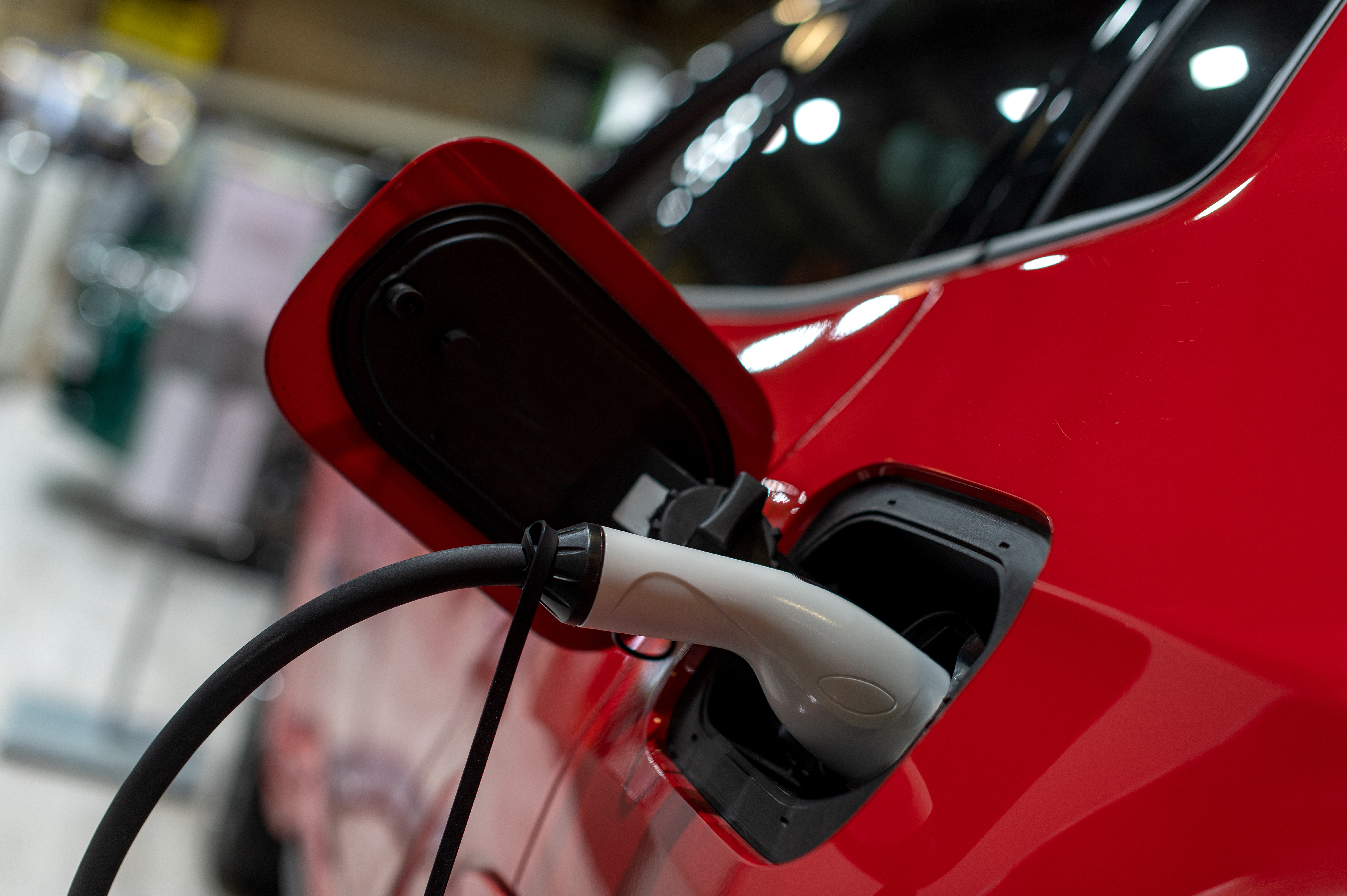 EV charging closeup